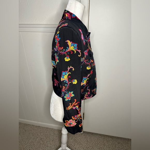 Maggy L Colorful Floral Women's Blazer silk size 4P - Picture 2 of 8